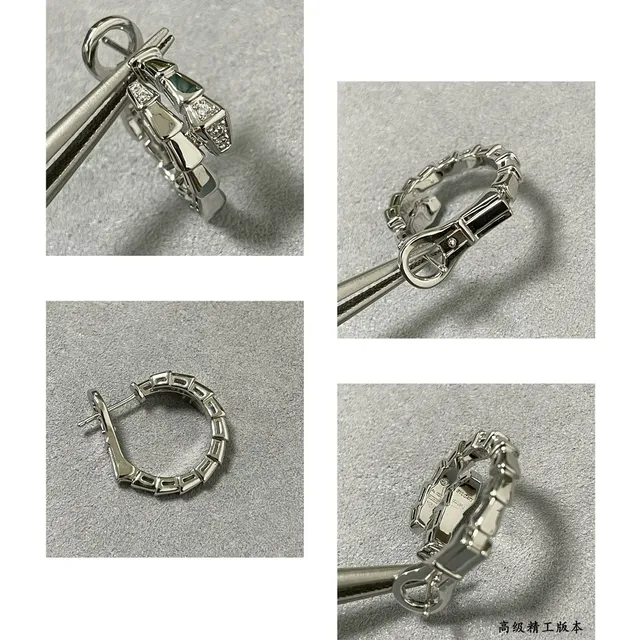 Gold and Silver Bamboo-Link Hoop Earrings 2