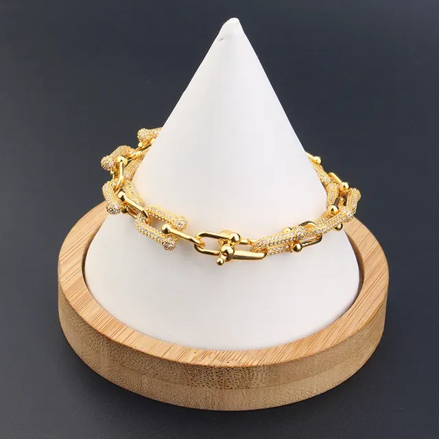 Gold and Silver Pavé-Set Chunky Link Bracelets 2