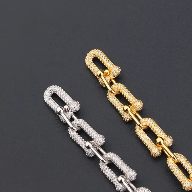 Gold and Silver Pavé-Set Chunky Link Bracelets 7