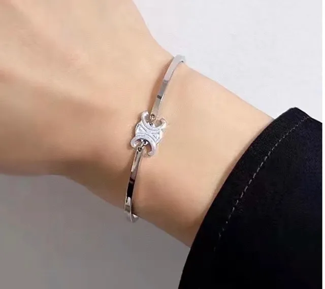 Gold and Silver Tone Monogram Motif Bangle Bracelets 6