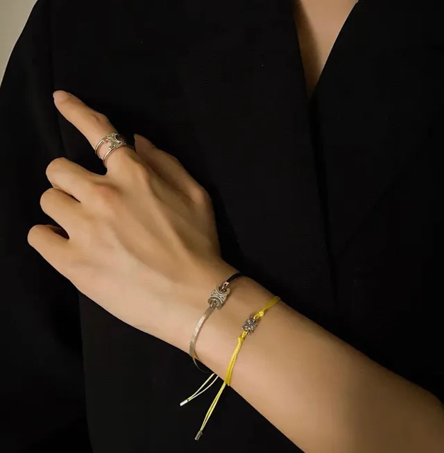 Gold and Silver Tone Monogram Motif Bangle Bracelets 7