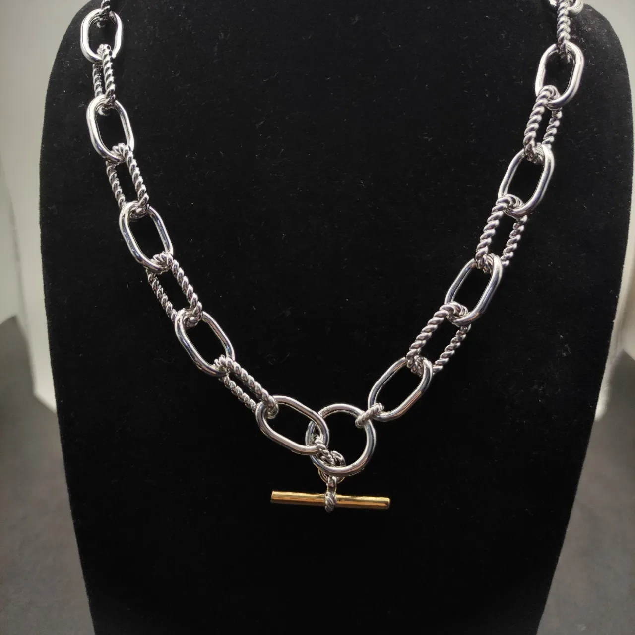 Gold and Silver Tone Twisted Rope Link Toggle Clasp Bracelets 5