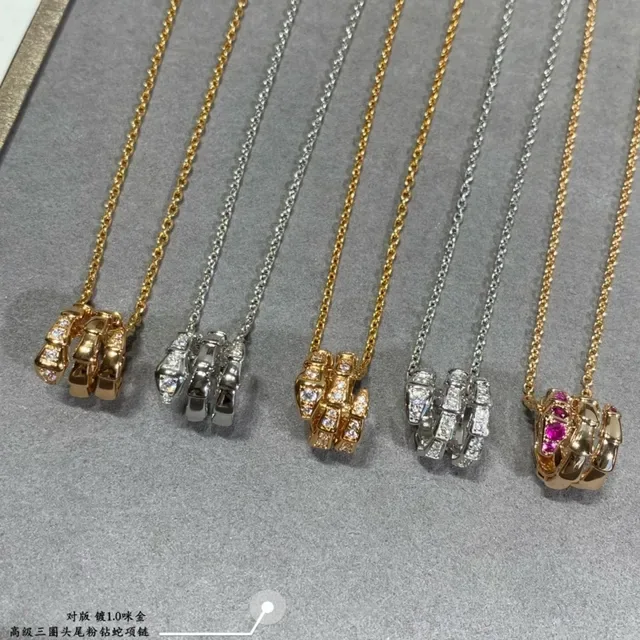 Gold Pink Curb Chain Multi-Element Pendant Necklace 5