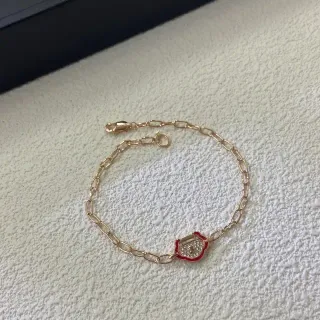 سوار سلسلة كليب ذهبي أحمر إناميل تعويذة قفل