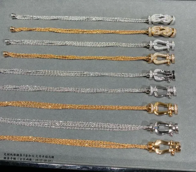 Gold Silver Chain-Link Band Horseshoe-Shaped Clasp Bracelet 2