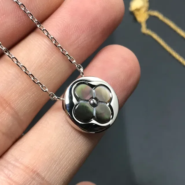 Colar Dije Floral Circular Madrepérola Inlay Ouro e Prata 4