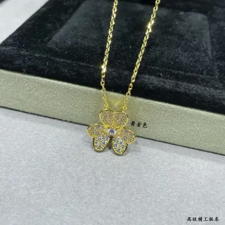 সোনা রূপা চার পাপড়ি ফুল Pave-Set ক্রিস্টাল হার