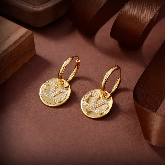 Gold Silver Hoop Circular Pendant Earrings 6