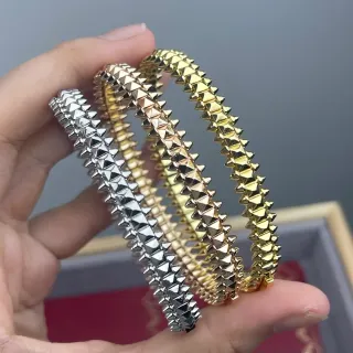 Gold Silver Spiked Pyramid-Stud Bracelet