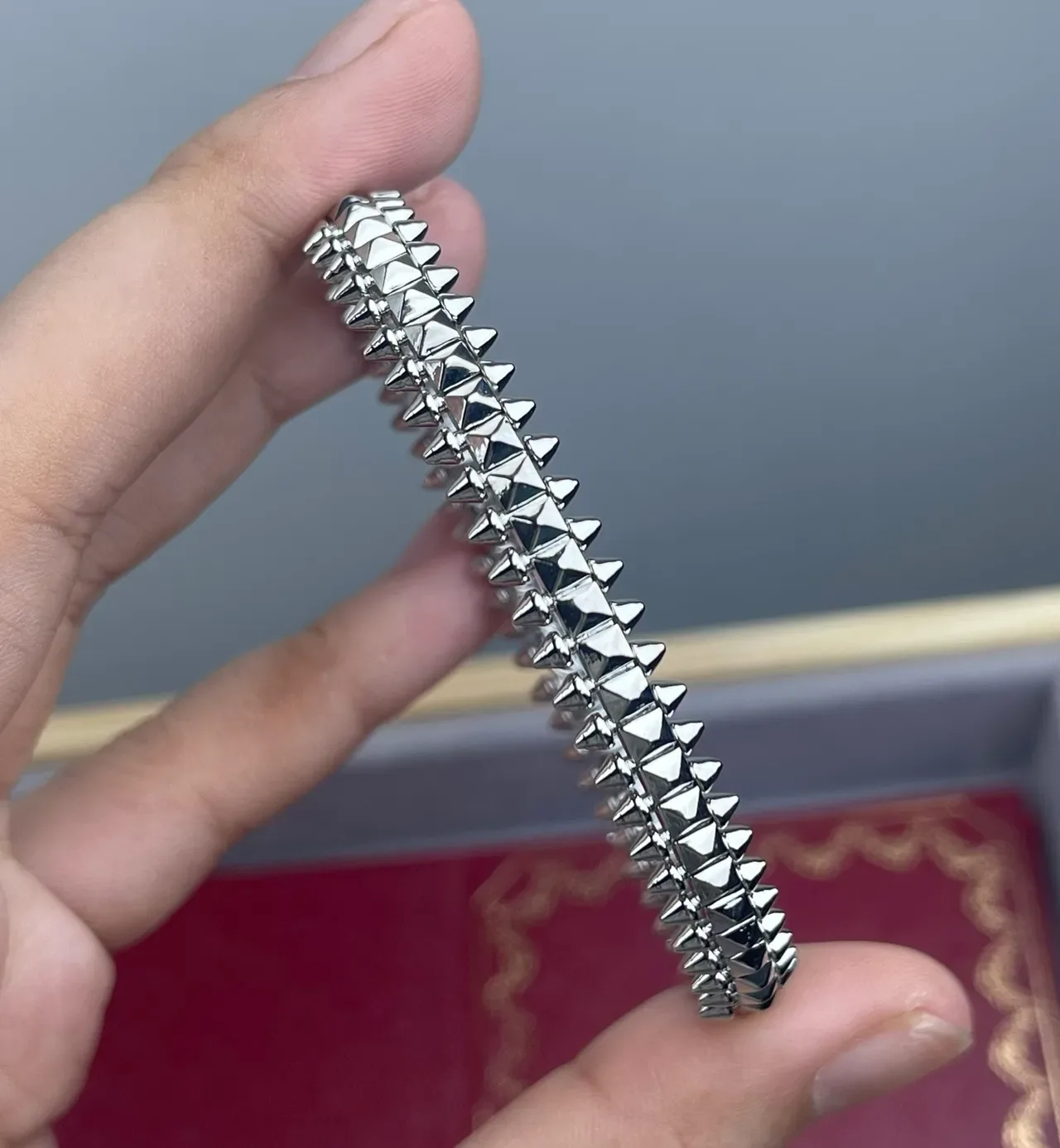 Gold Silver Spiked Pyramid-Stud Bracelet 4