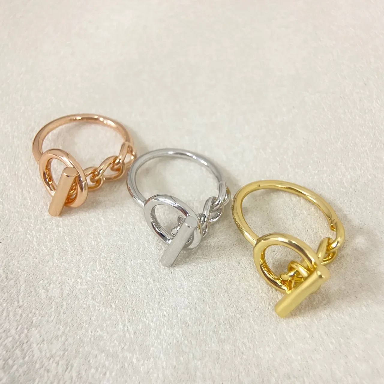Gold Silver Toggle Clasp Polished Metal Ring 2