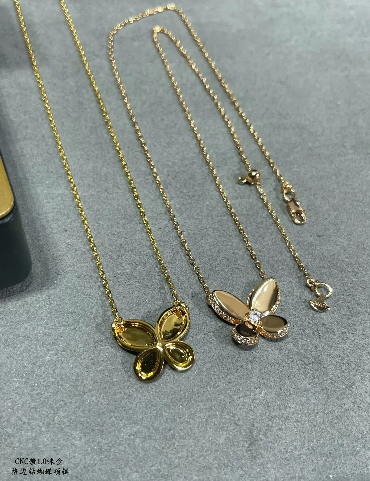 Gold-Tone Pavé-Edge Butterfly Pendant Necklaces 4