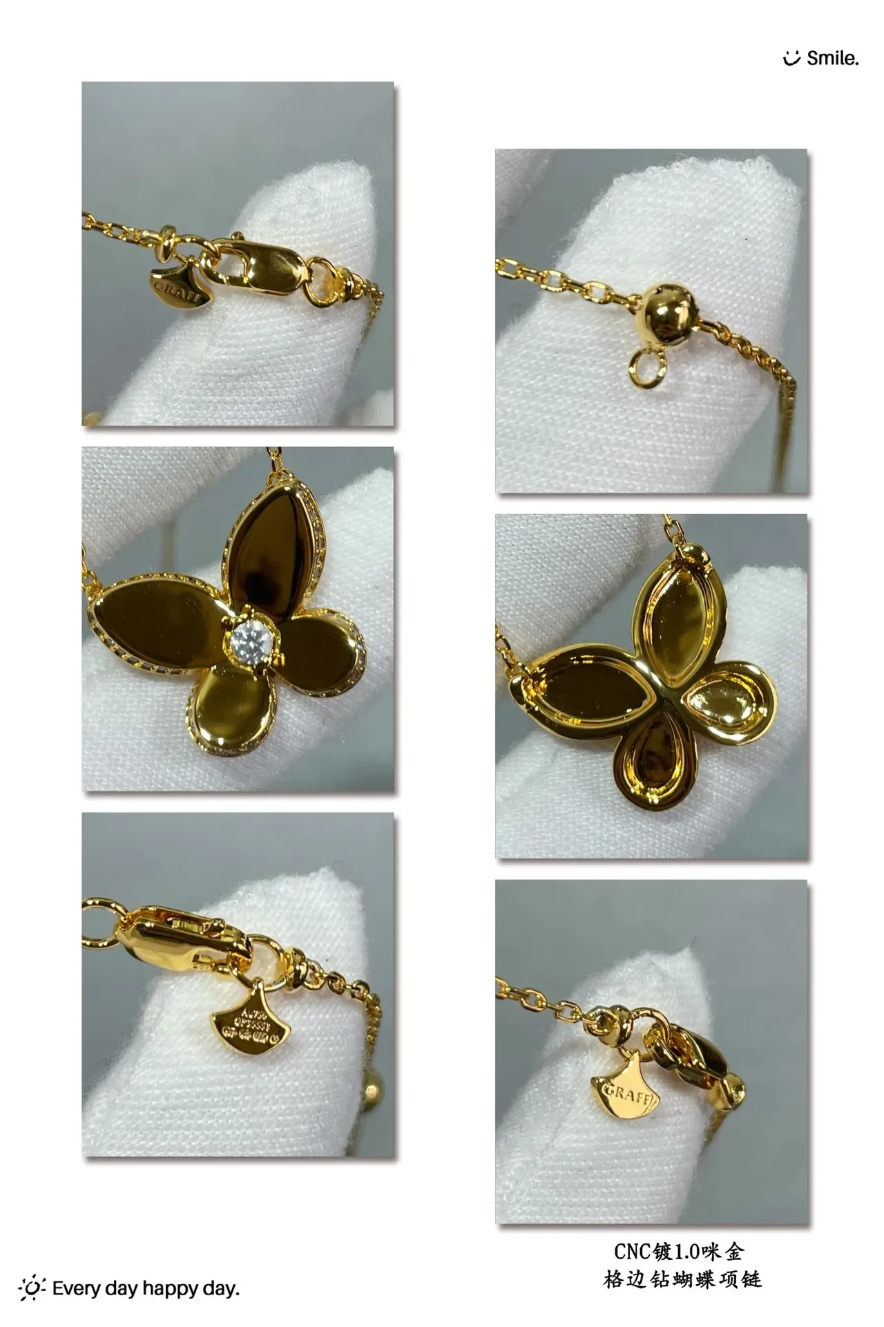 Gold-Tone Pavé-Edge Butterfly Pendant Necklaces 5