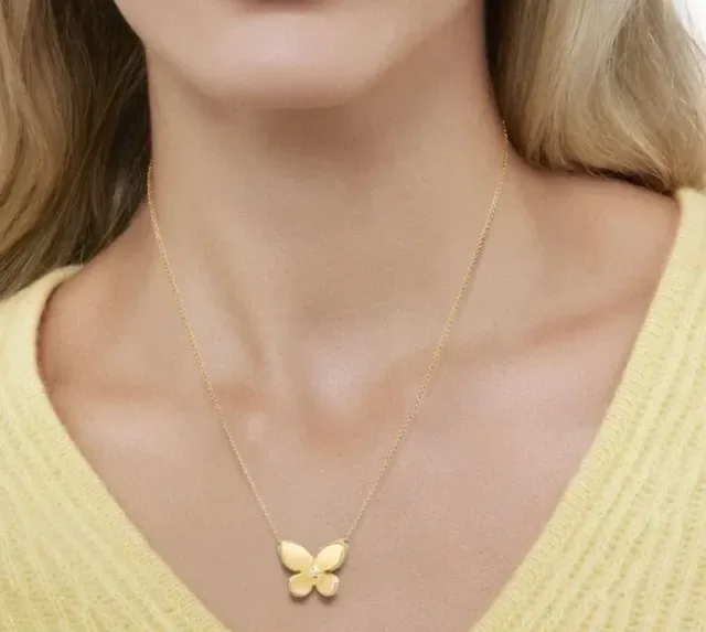 Gold-Tone Pavé-Edge Butterfly Pendant Necklaces 9