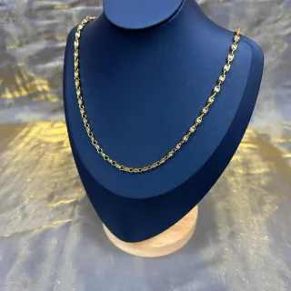 Collier Chaîne à Maillons avec Pierres Pavé Doré