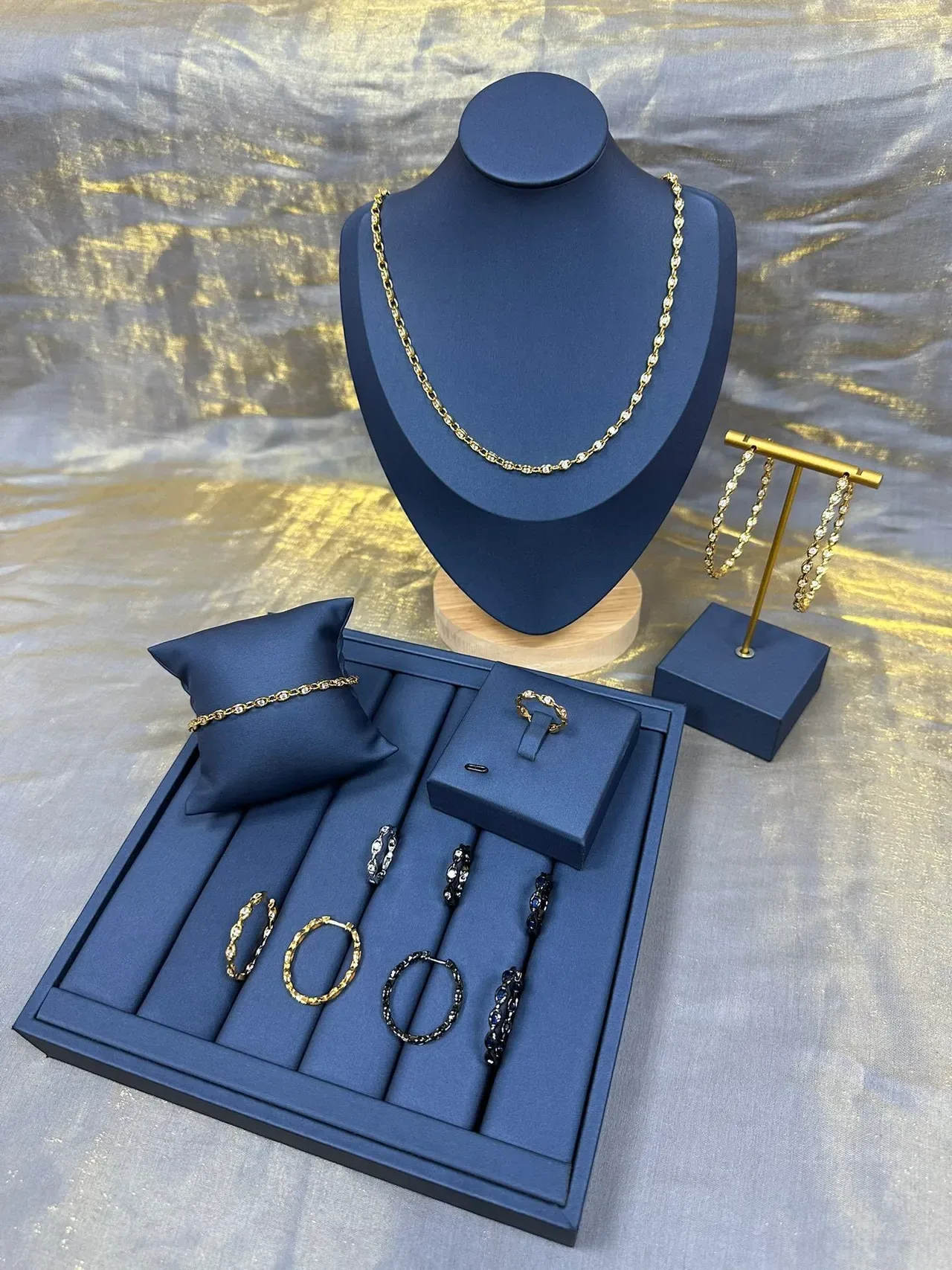 Gold-Tone Pavé Stone Link Chain Necklace 8