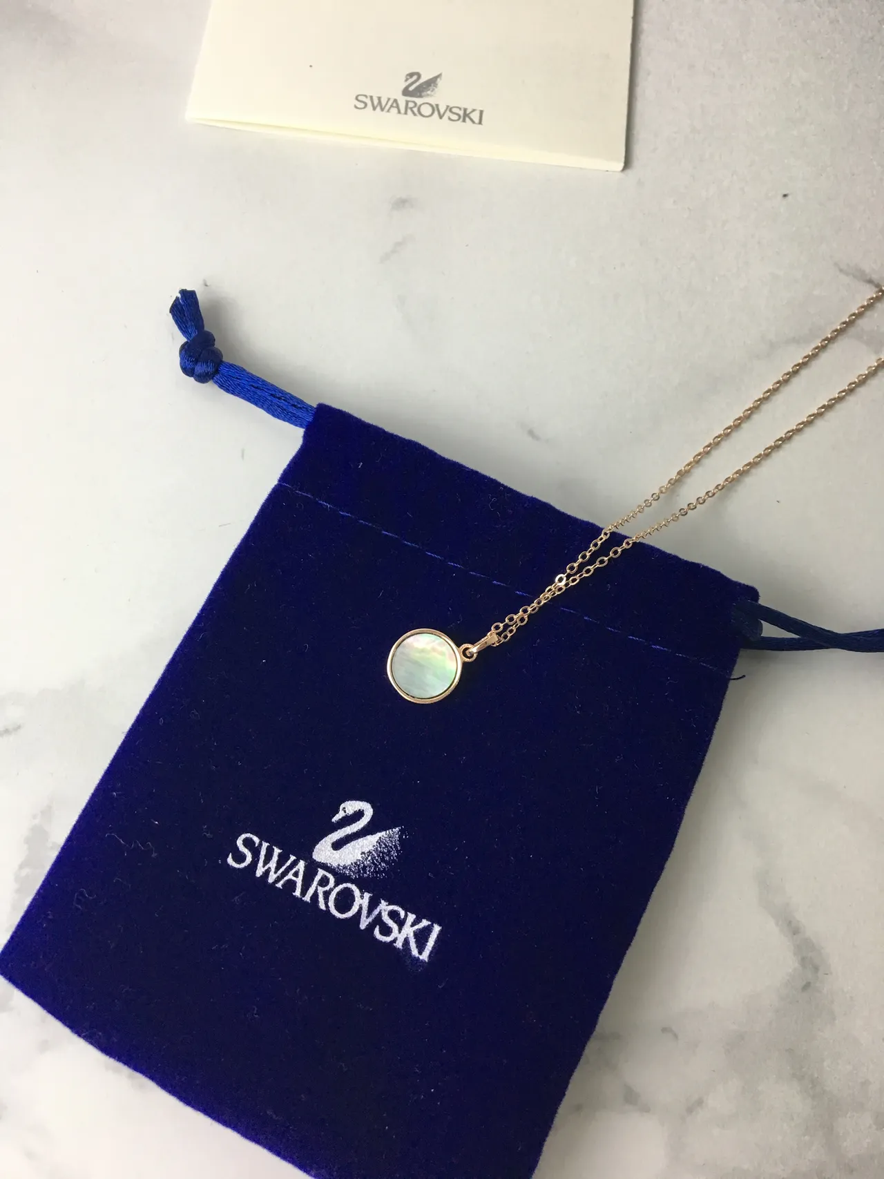 Gold-Tone Pavé Swan Motif Circular Pendant Necklace 4