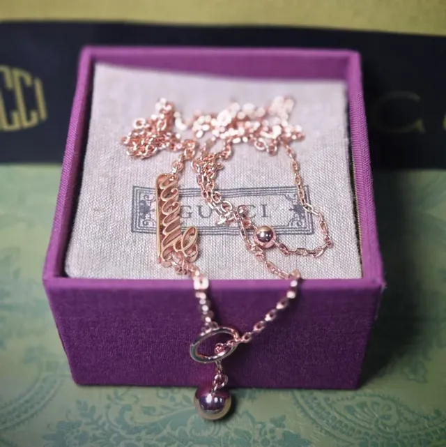 Gold-Tone Script Charm Lariat Necklace 6