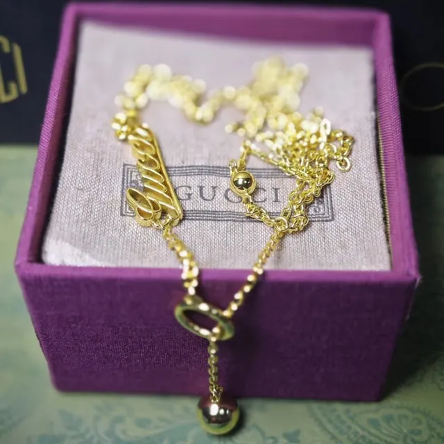 Gold-Tone Script Charm Lariat Necklace 7