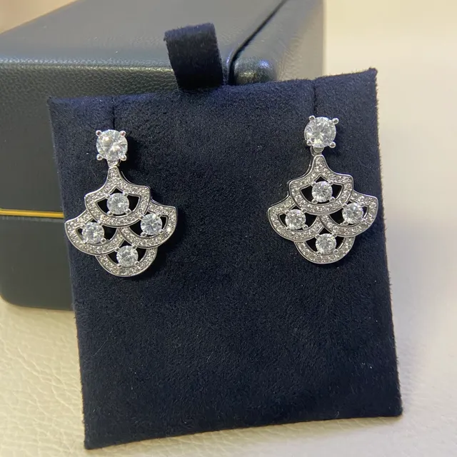 Graff Fan-Tiered Pavé Diamond Drop Earrings 2