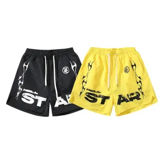 Graphic-Print Elastic-Waist Drawstring Shorts