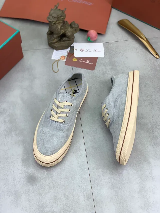 Zapatillas canvas gris beige con ante y cordones 3