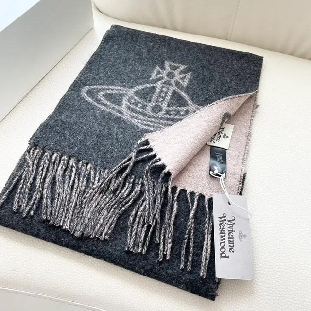 Bufanda de Cachemira Gris Beige Tejida con Flecos 7