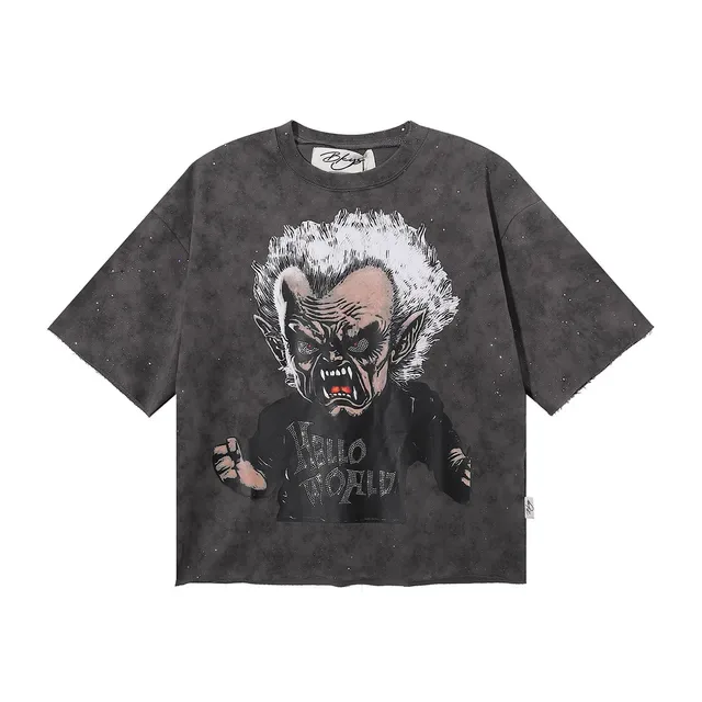 توب مقصوص oversized رمادي أسود 3