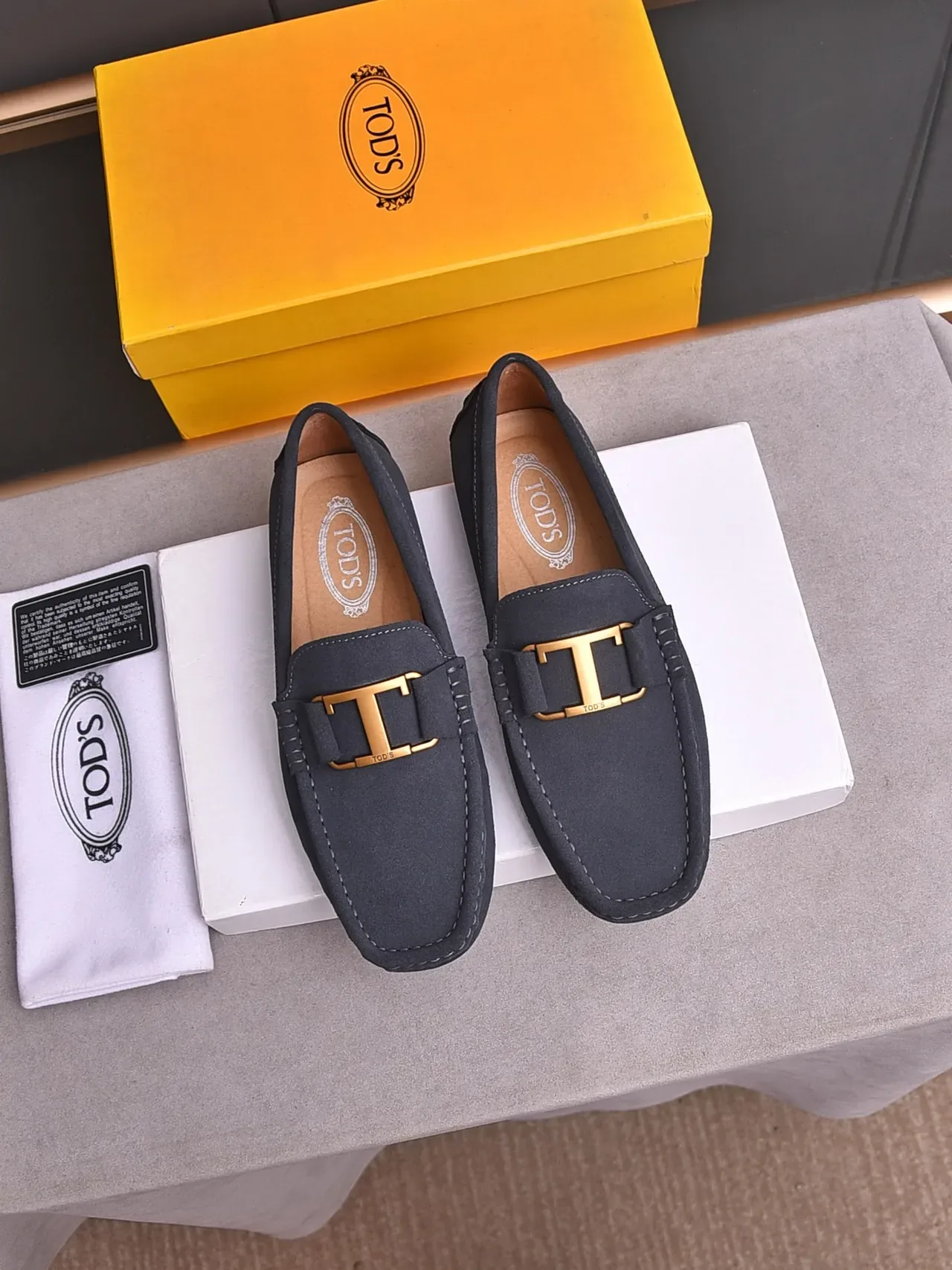Gray Gold Suede Metal Bit Loafer 2