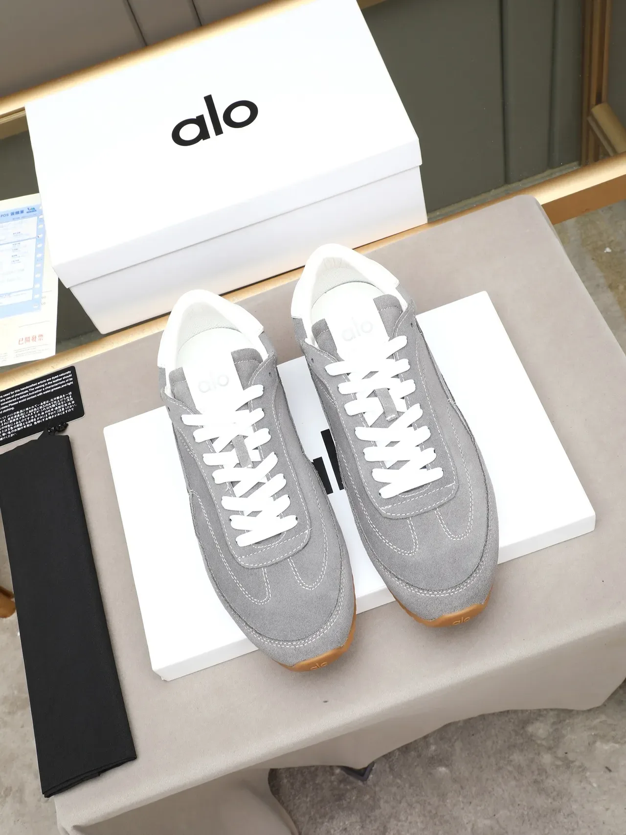Gray White Suede Upper Laces And Heel Tab Sneakers 3