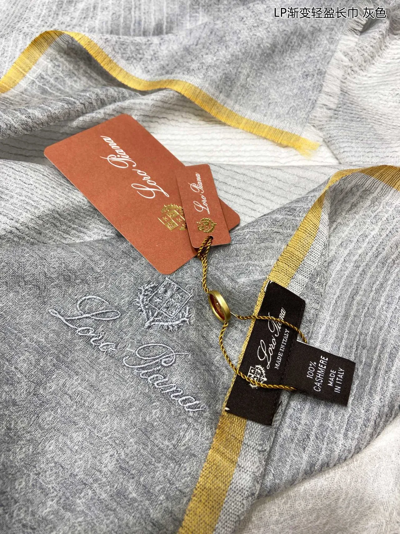 Chal gris amarillo degradado con ribete mostaza 8