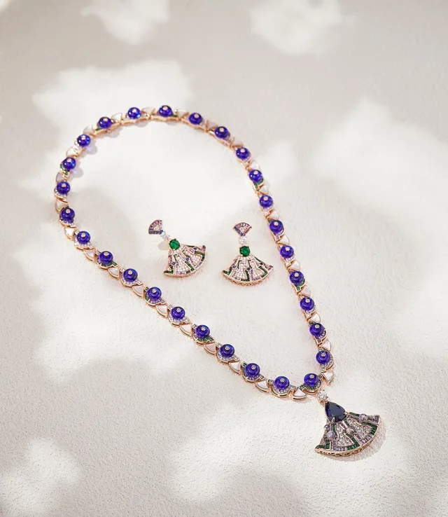 Green Purple Fan-Shaped Geometric Pavé Multi-Gemstone Inlay Earrings 8