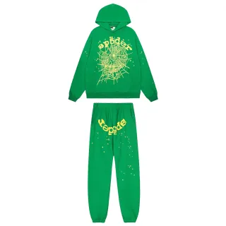 Green Yellow Graphic-Print Hooded Tracksuit