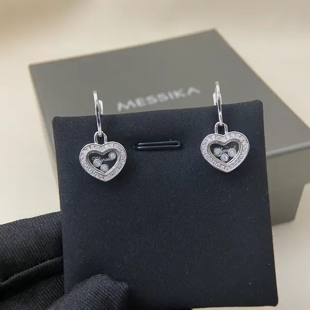 Boucles d'oreilles en forme de cœur avec cristal pavé charm mobile à levier 4
