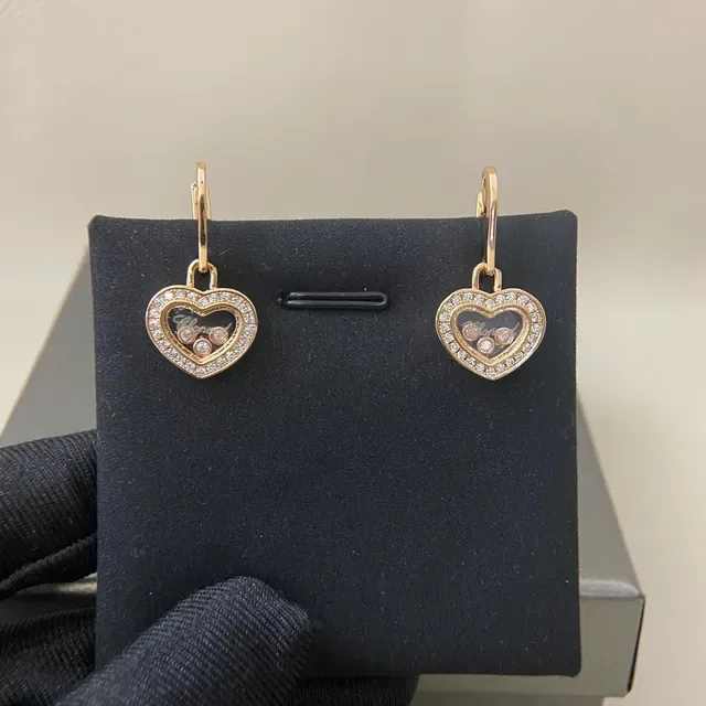 Boucles d'oreilles en forme de cœur avec cristal pavé charm mobile à levier 5