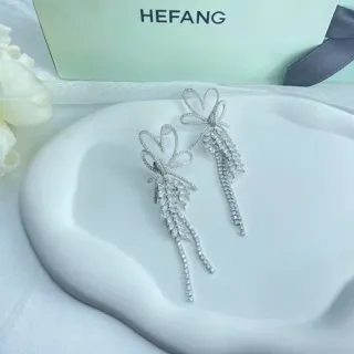 HEFANG نمط القوس كريستالية فرنجة معلقة أقراط الأذن