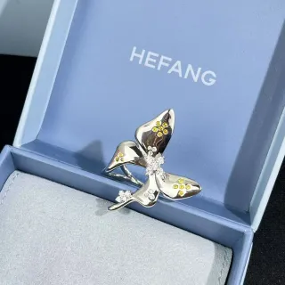 HEFANG প্রজাপতি Pavé জেমস্টোন রূপালি টোন আংটি