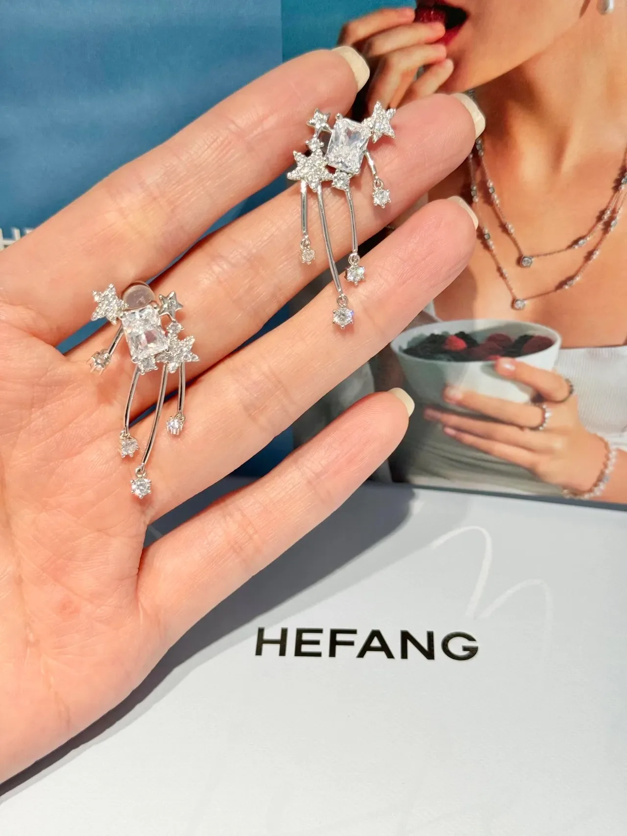 HEFANG Star Crystal Drop Earrings 3
