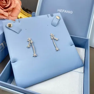 HEFANG أقراط قطرة بنقشة نجمية وكريستال Pavé