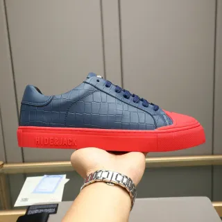 HIDE&JACK Navy Croc-Embossed Red Sole Lifestyle Sneakers