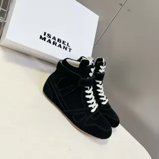 Isabel Marant أحذية رياضية سويدية سوداء عالية الارتفاع مربوطة بالأحزمة للستايل الحياتي