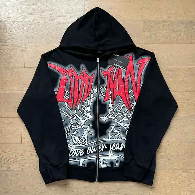 Light Blue Graphic-Print Full-Zip Hoodie 3