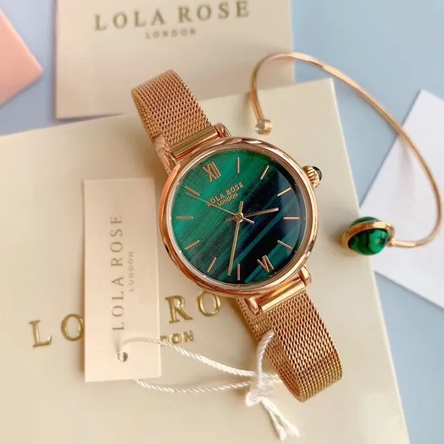 Lola 玫瑰绿大理石表盘 玫瑰金网带 石英手表 9