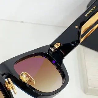 Maybach Black Gold Rectangular Frame Temple Stripe Sunglasses