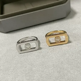 Messika Move Uno Silver Gold Rectangular Open-Frame Diamond Halo Ring — accessories wholesale supplier photo