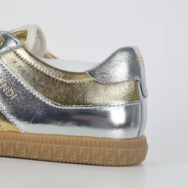 Metallic Silver and Gold Two-Tone Suede Lifestyle Sneakers 4