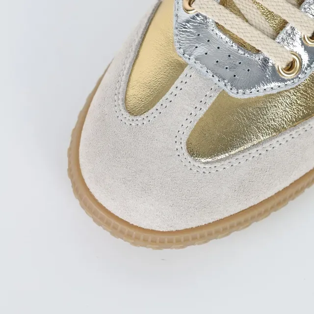 Metallic Silver and Gold Two-Tone Suede Lifestyle Sneakers 5