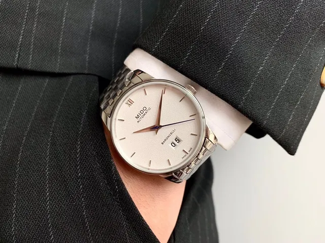 Mido Baroncelli ساعة آلية ميكانيكية بقرص أبيض 6