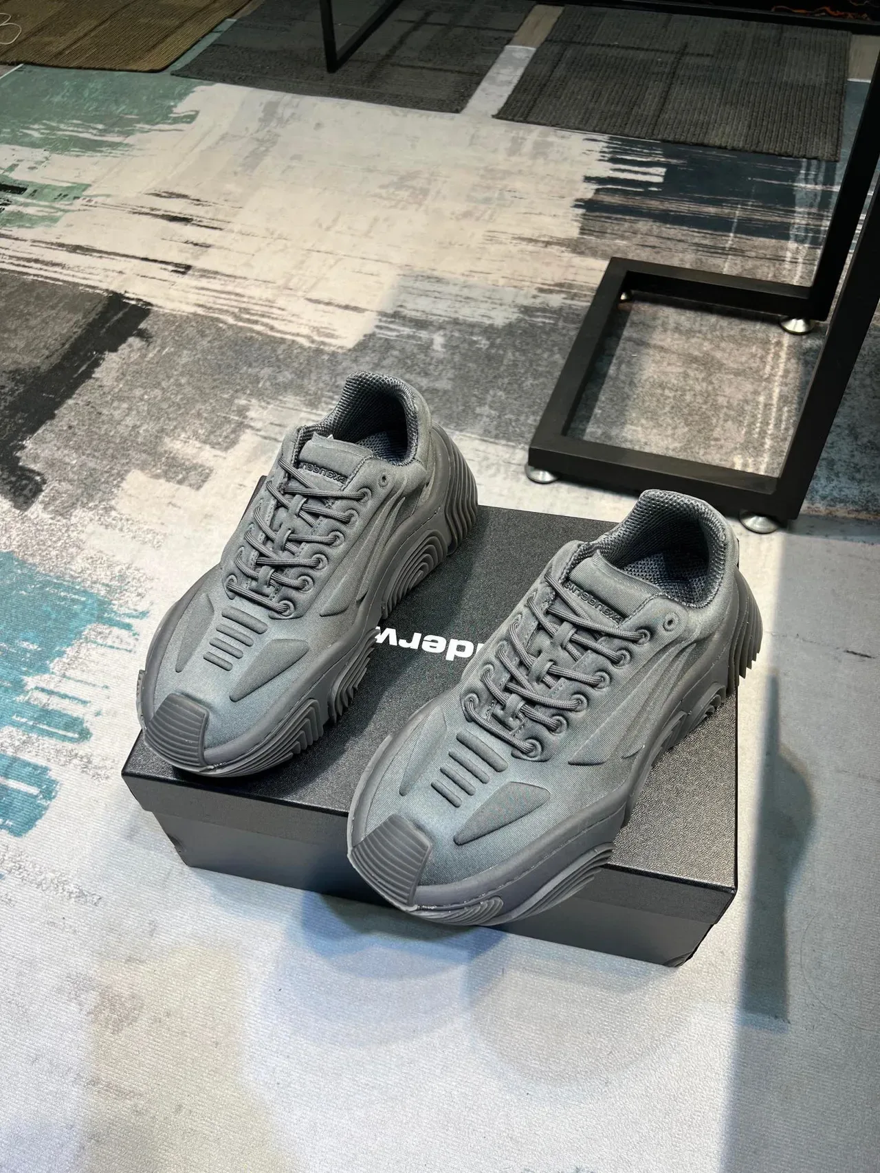 Monochromatic Metallic Gray Oversized Low-Top Chunky Sneaker 5