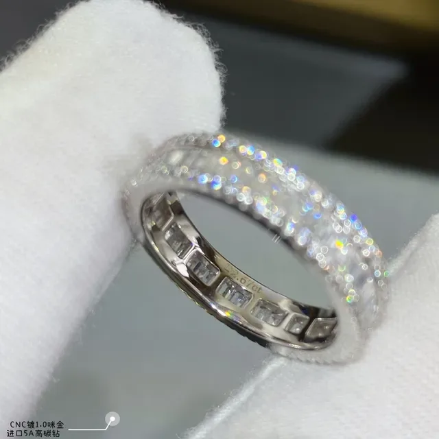 Multi-Row Baguette and Pavé Diamond Band Ring 5